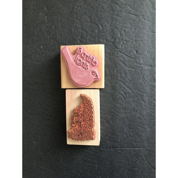 PSX Rubber Stamp Mailbox Bird Snail Mail Hollyhocks Flowers Chirp Sing Saying - Picture 6 of 6